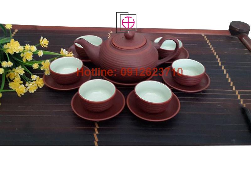 Bộ ấm trà tử sa ganh tròn to