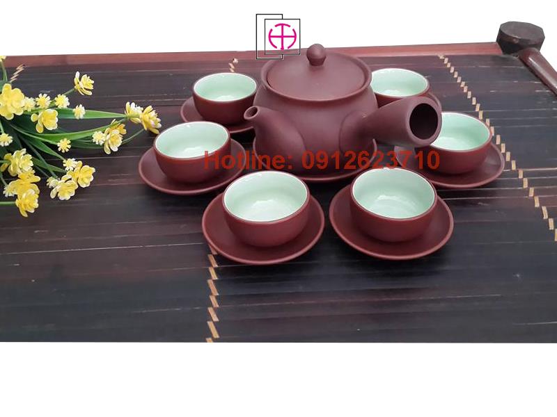 Bộ ấm trà tử sa quai ngang to